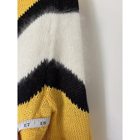 Vtg Maurada Sweater Large Knit Yellow Crew Retro Cardigan Pullon - Picture 12 of 13